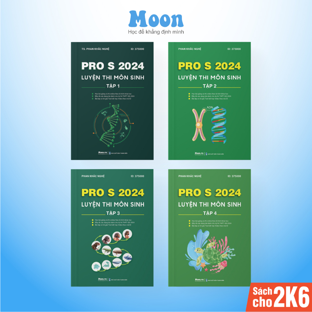 Combo ProS khối B Toán hoá sinh ôn thi thpt quốc gia, luyện thi lớp 12 thầy moonbook