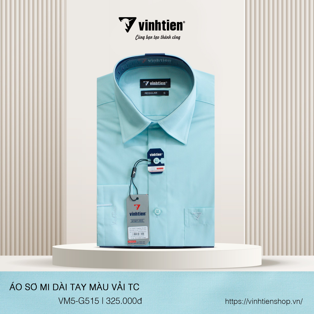 Áo Sơ Mi Dài Tay Màu Vải TC Regular Fit 325 Vĩnh Tiến - VM5-G515