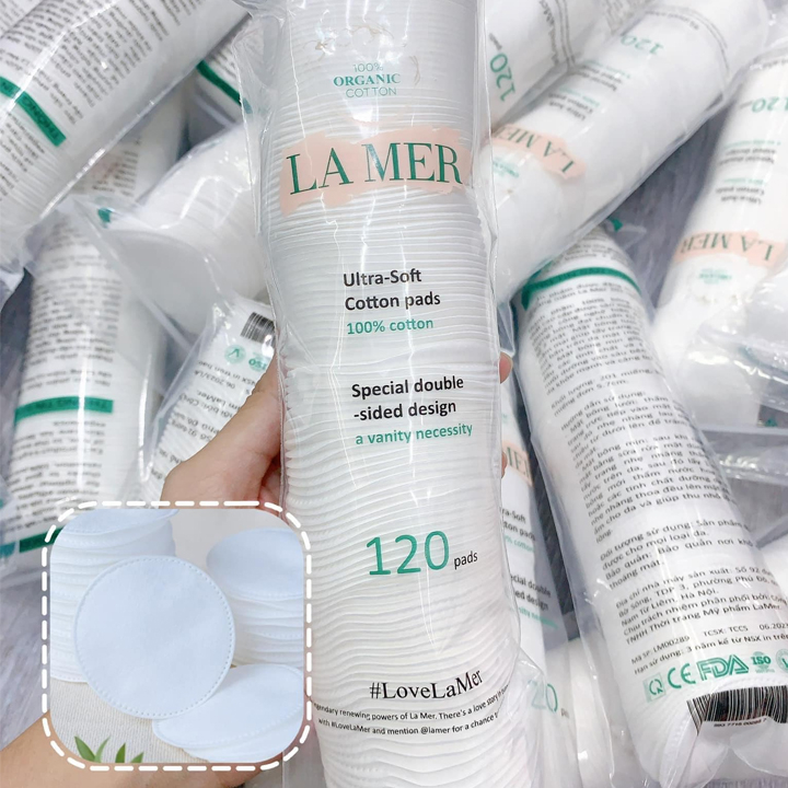 Bông tẩy trang Lamer 201 miếng 120 cotton pads Mit Beauty 100% cotton sợi bông tự nhiên mềm mịn thấm hút tốt