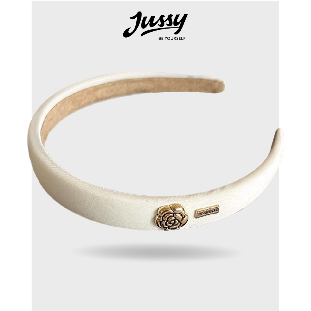 Bờm Tóc Hoa Trà Cao Cấp Jussy Offiicial Băng Đô Cài Tóc Đính Hoa Sang Chảnh Phong Cách Hàn Quốc