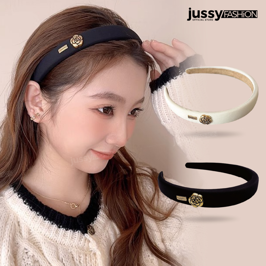 Bờm Tóc Hoa Trà Cao Cấp Jussy Offiicial Băng Đô Cài Tóc Đính Hoa Sang Chảnh Phong Cách Hàn Quốc