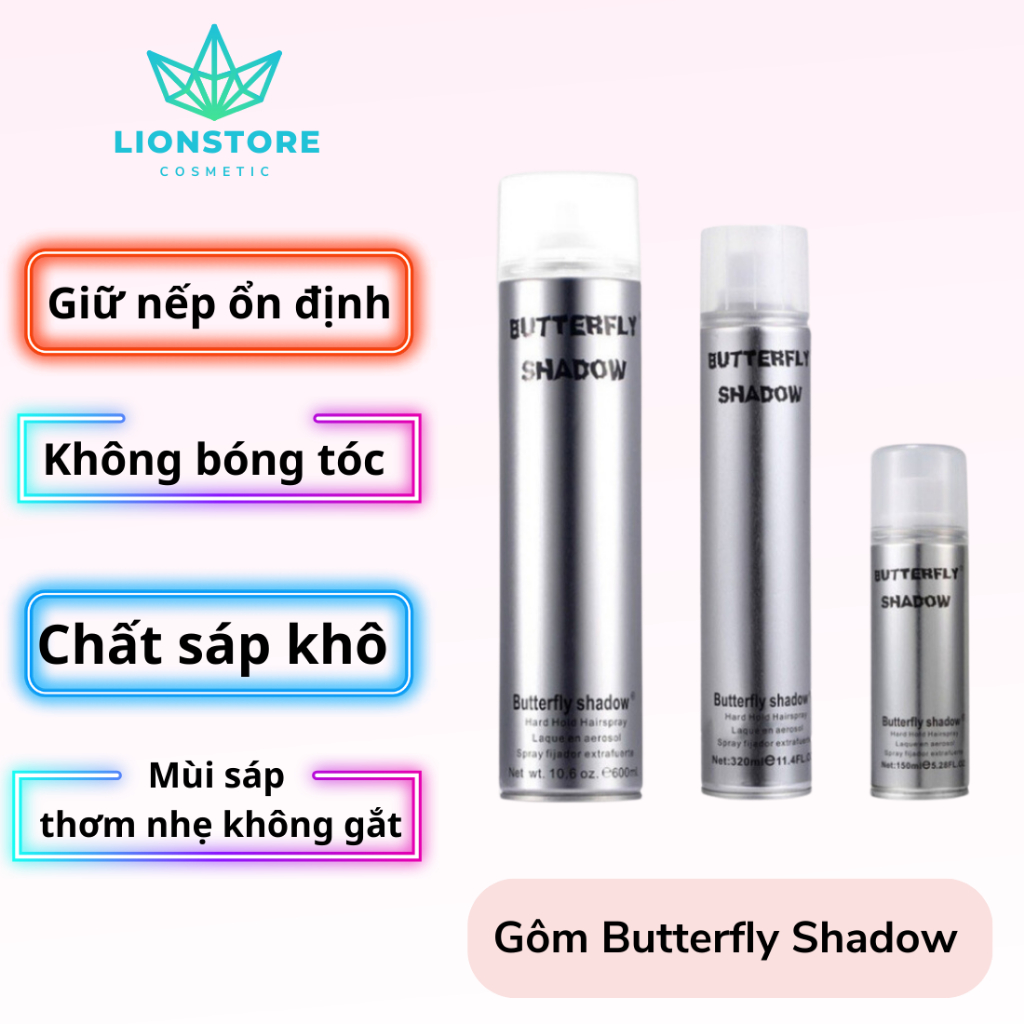 Gôm xịt tóc nam BUTTERFLY SHADOW chuẩn chính hãng loại 1 tạo kiểu tóc