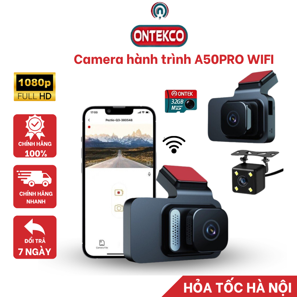 Camera hành trình ô tô ONTEKCO A50 PRO có wifi - Màn hình 3inh , Có wifi xem video qua điện thoại - Bảo hành 12 tháng | BigBuy360 - bigbuy360.vn