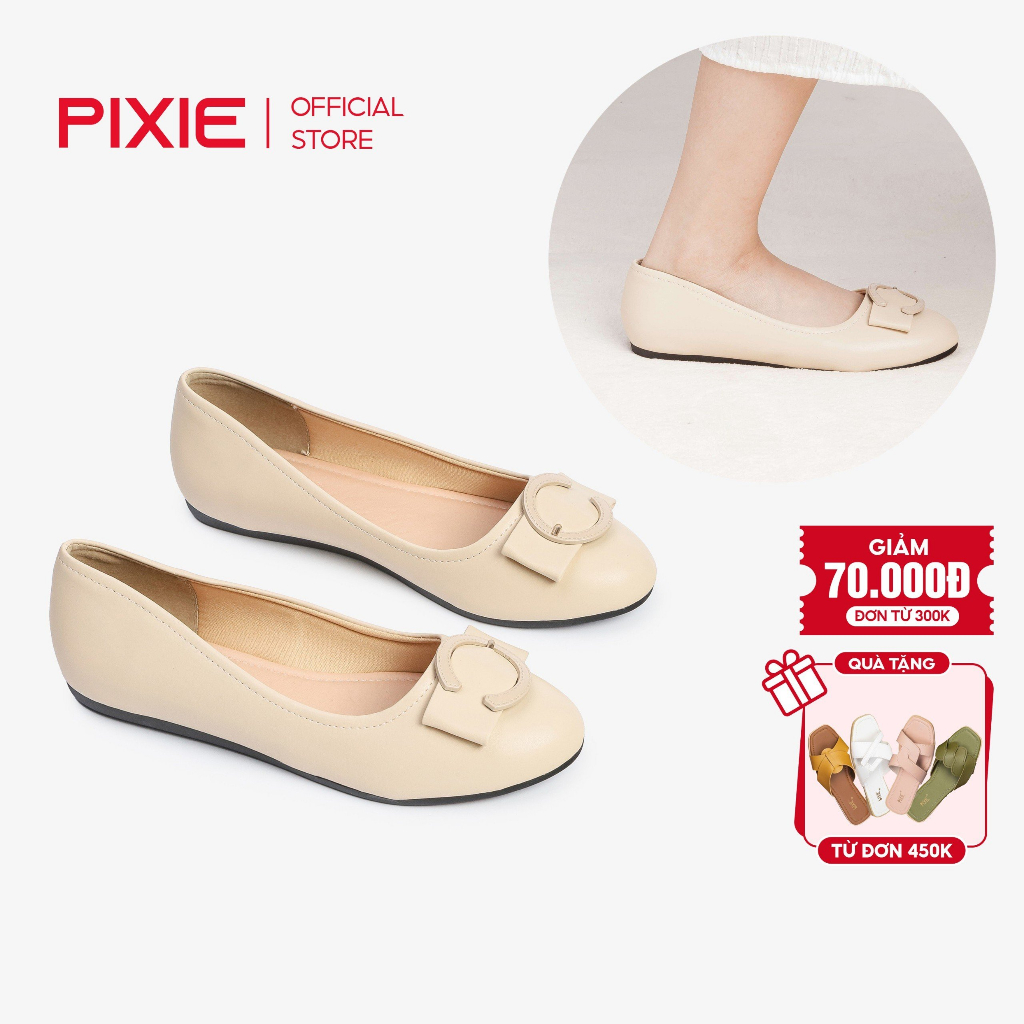 Giày Búp Bê Bệt Phối Khóa Chữ C H020 Pixie