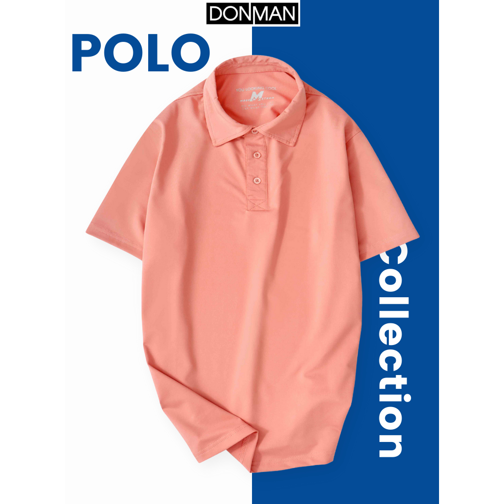 Áo thun polo DONMAN có cổ trơn chất coolmax với 6 màu Basic, co giãn thấm hút tốt - AT07