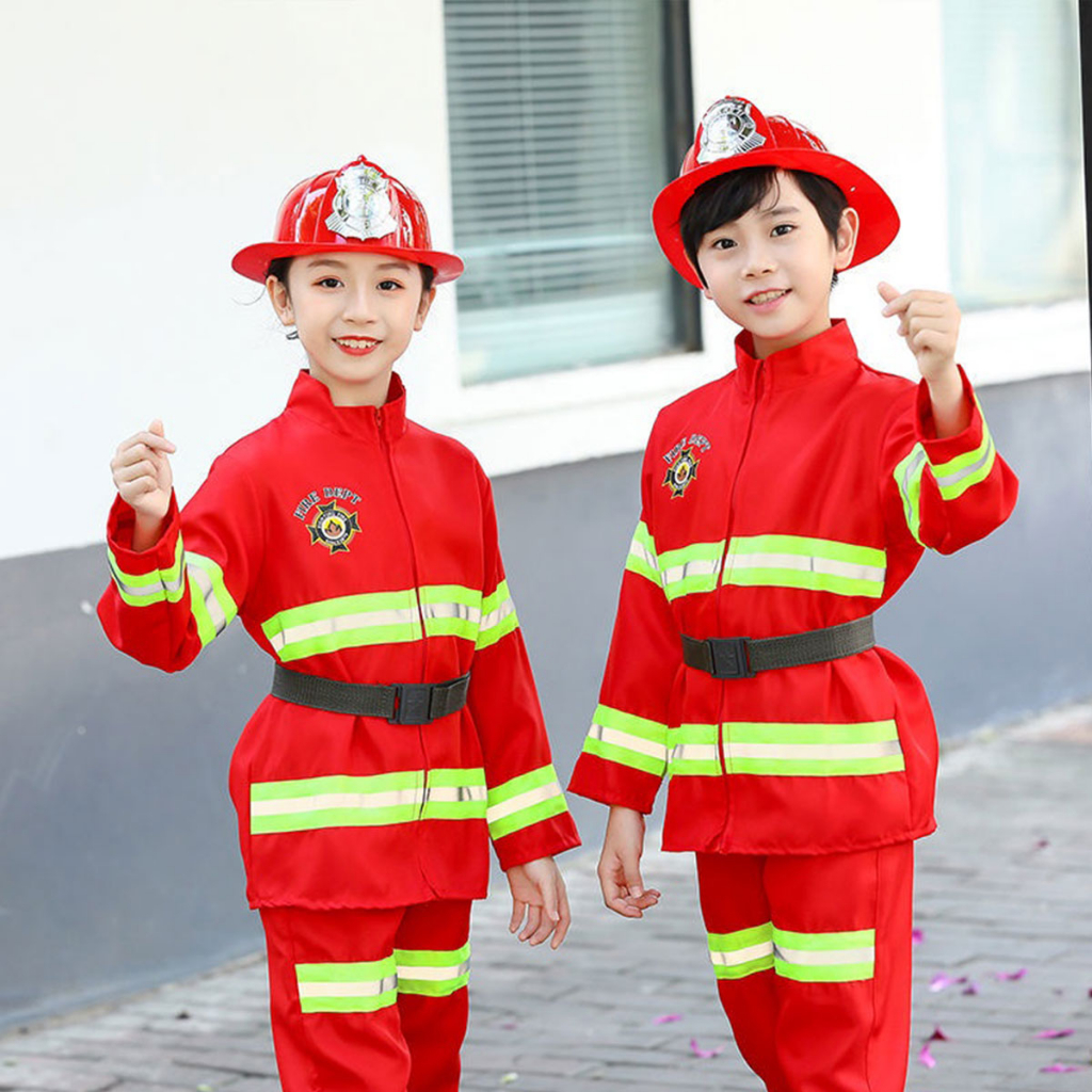 Bộ Trang Phục Quần Áo Lính Cứu Hỏa Trẻ Em Kèm Phụ Kiện. Children's Toys Fire Fighting Clothes