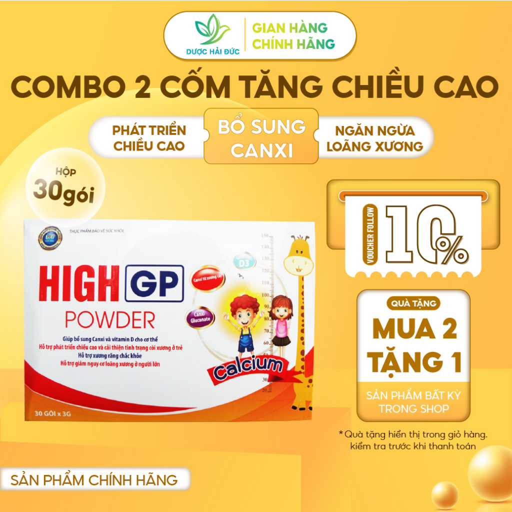 [Combo] 2 Cốm uống tăng chiều cao Great Height ( 30 gói/3g ) giúp bổ sung canxi cho trẻ