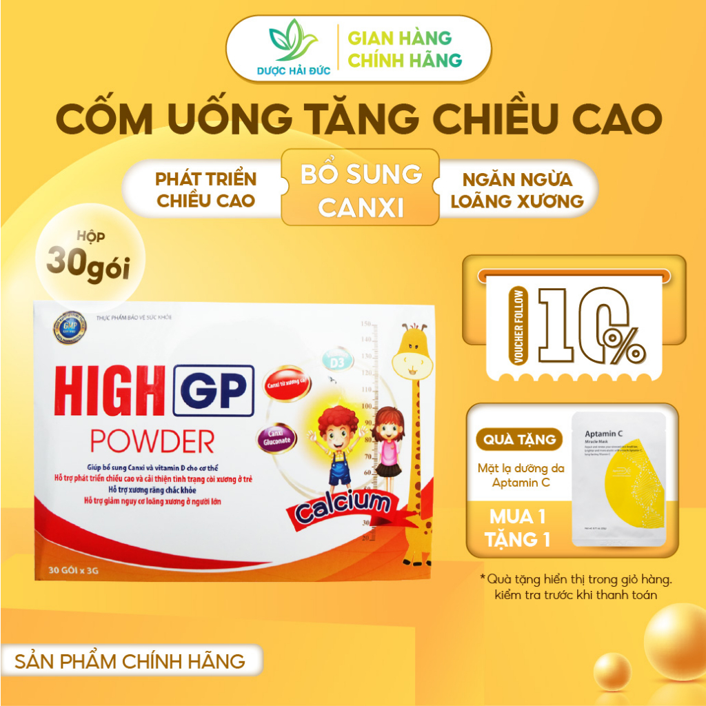 Cốm uống tăng chiều cao Great Height ( 30 gói/3g ) giúp bổ sung canxi cho trẻ