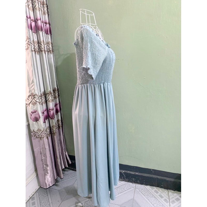 Váy đầm màu xanh mint mặc 2 kiểu trễ/ cao vai size cỡ to