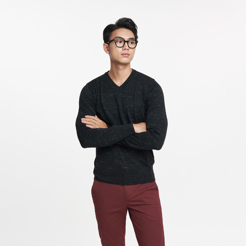N&M Áo sweater Basic Nam tay dài cổ tim 1905066