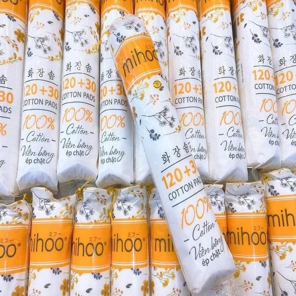 COMBO 3 bịch bông tẩy trang Mihoo 450 miếng tròn