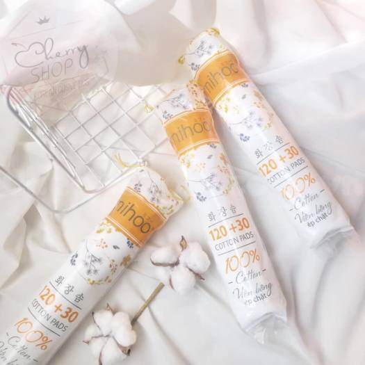 COMBO 3 bịch bông tẩy trang Mihoo 450 miếng tròn