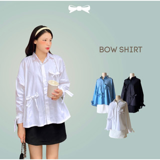 Soda pop - bow shirt - áo sơ mi dáng rộng đính nơ