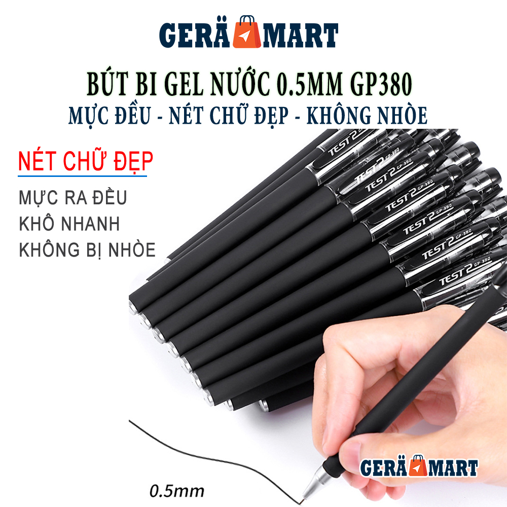 Set 20 Bút Gel - Bút bi nước mực gel 0.5mm - Bút bi văn phòng, học sinh, sinh viên mực đều nét chữ đẹp đủ màu xanh đỏ đe