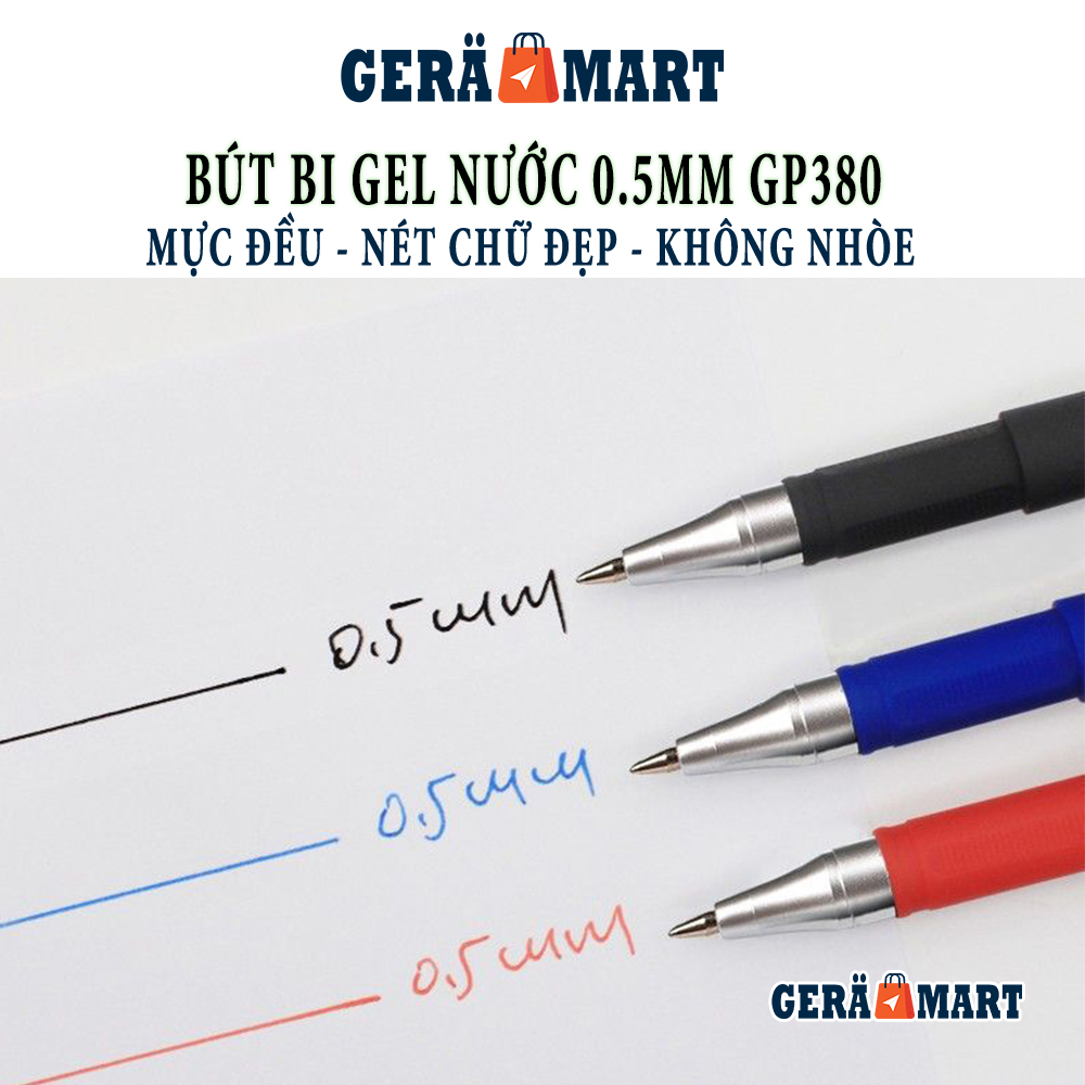 Set 20 Bút Gel - Bút bi nước mực gel 0.5mm - Bút bi văn phòng, học sinh, sinh viên mực đều nét chữ đẹp đủ màu xanh đỏ đe