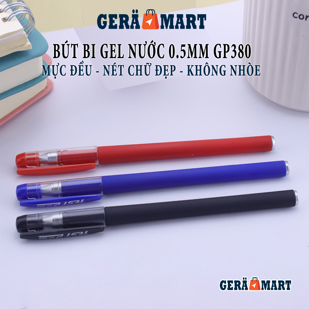 Set 20 Bút Gel - Bút bi nước mực gel 0.5mm - Bút bi văn phòng, học sinh, sinh viên mực đều nét chữ đẹp đủ màu xanh đỏ đe