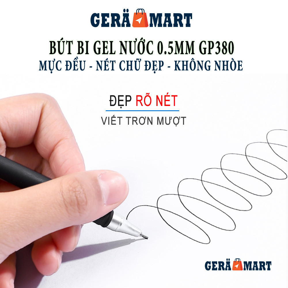 Set 10 Bút Gel - Bút bi nước mực gel 0.5mm - Bút bi văn phòng, học sinh, sinh viên mực đều nét chữ đẹp đủ màu xanh đỏ đe