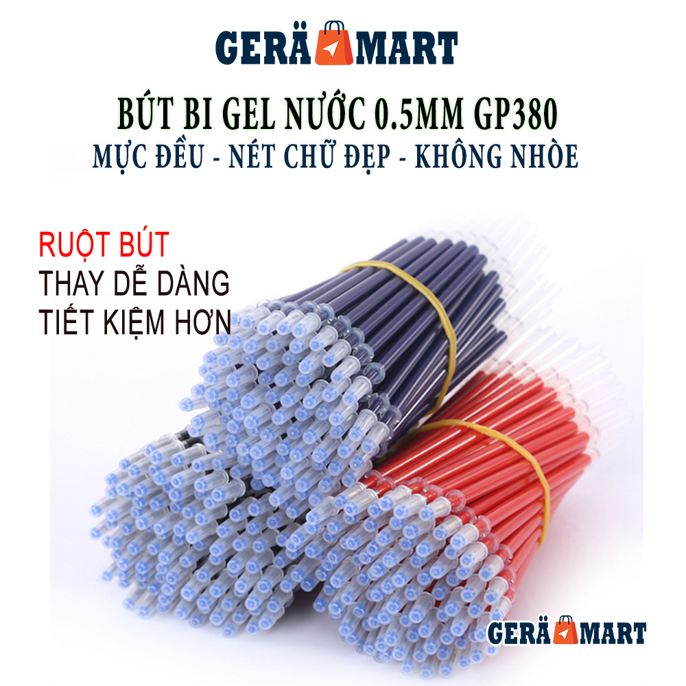 Bút bi mực Gel - Bút Gel ngòi 0.5mm GP380 - Bút bi văn phòng, học sinh, sinh viên mực đều nét chữ đẹp đủ màu xanh đỏ đen