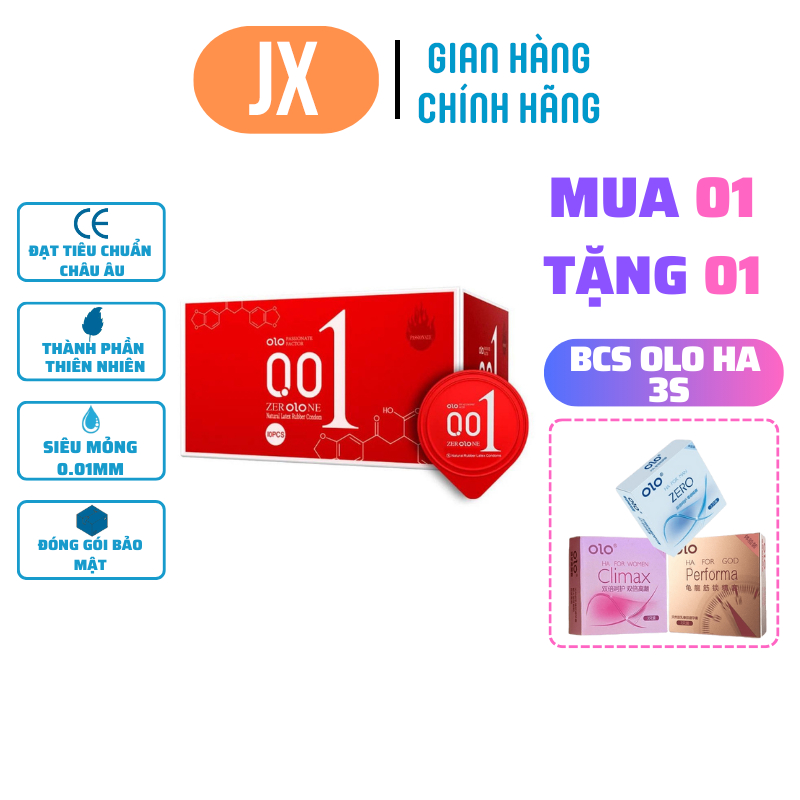 Bao cao su OLO 0.01 Đỏ - Siêu mỏng, nóng ấm- Hộp 10 bao