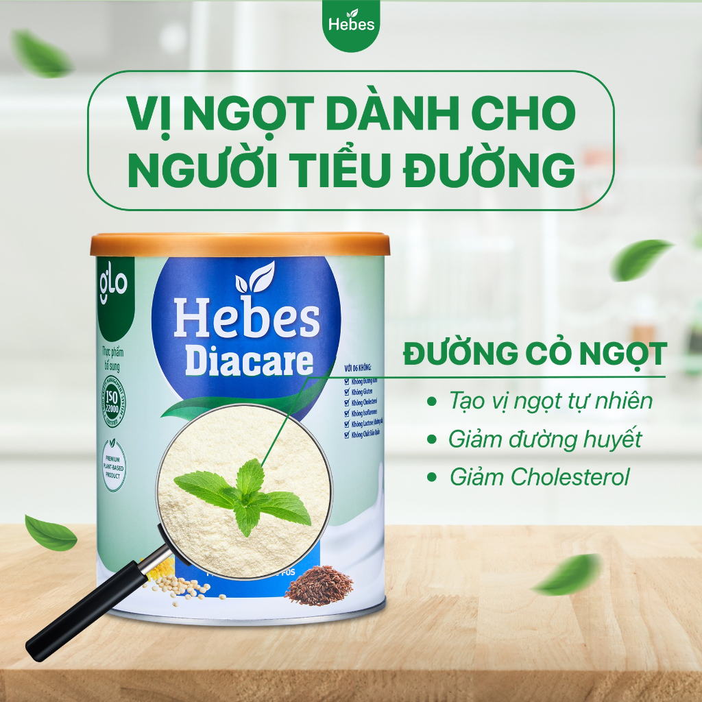 Sữa hạt tiểu đường Hebes Diacare 100% từ thực vật không chứa đường kính 800Gram