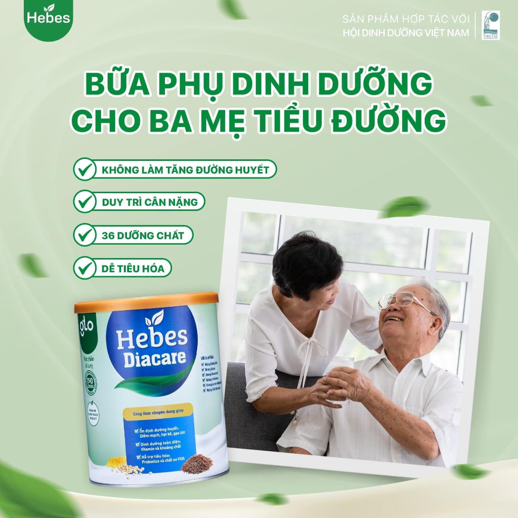 Sữa hạt tiểu đường Hebes Diacare 100% từ thực vật không chứa đường kính 800Gram