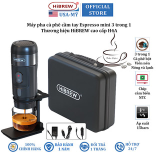 Máy pha cà phê cầm tay Espresso mini 3 trong 1 thương hiệu HiBREW cao cấp H4A - Bảo hành 12 tháng