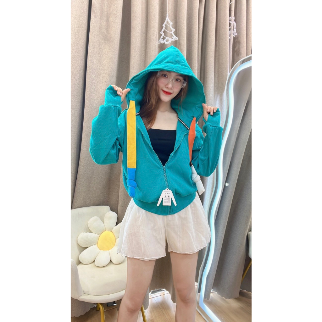 ÁO KHOÁC GÂN DÂY PHỐI MÀU