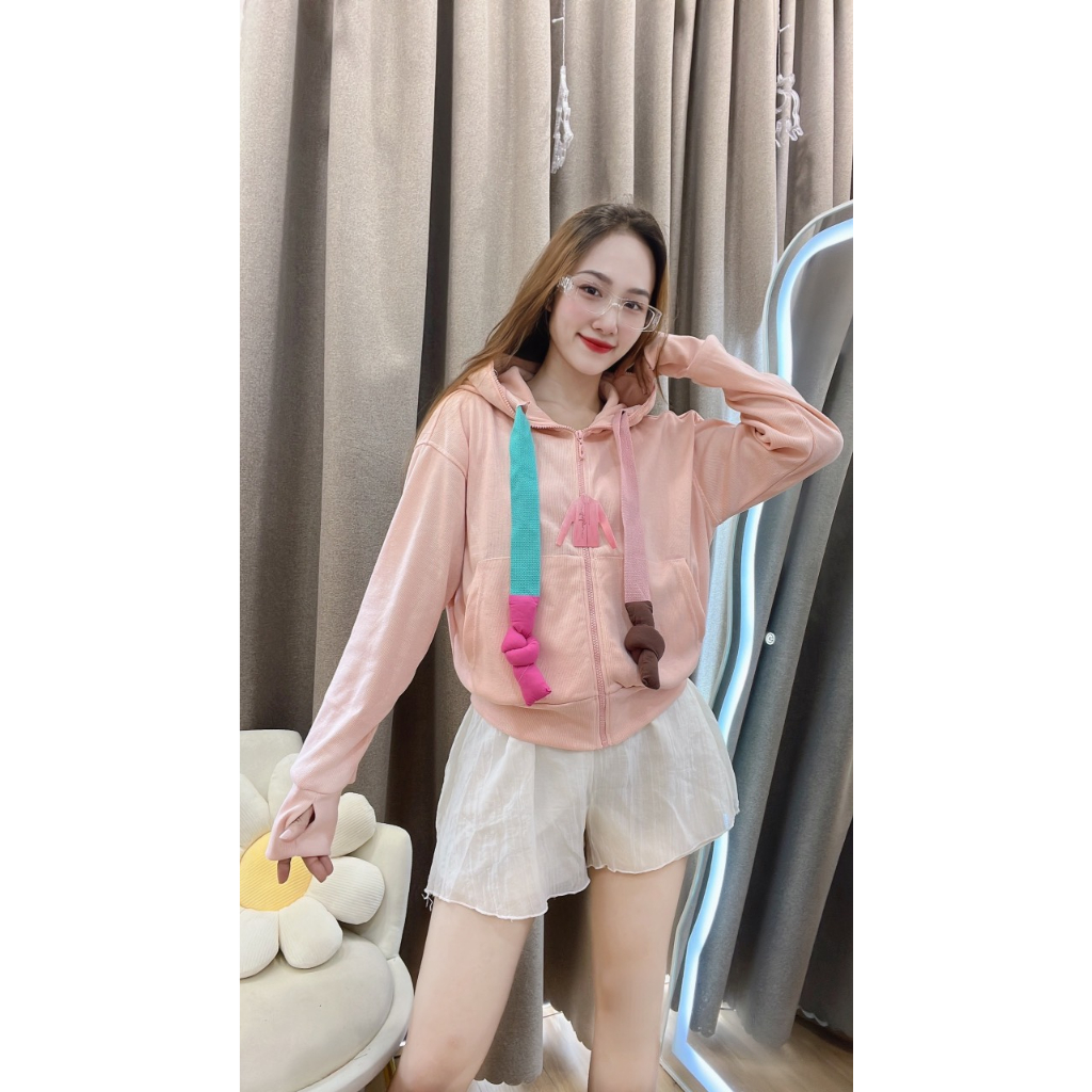 ÁO KHOÁC GÂN DÂY PHỐI MÀU