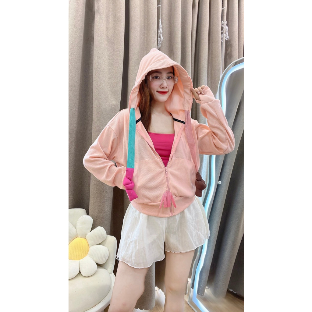 ÁO KHOÁC GÂN DÂY PHỐI MÀU