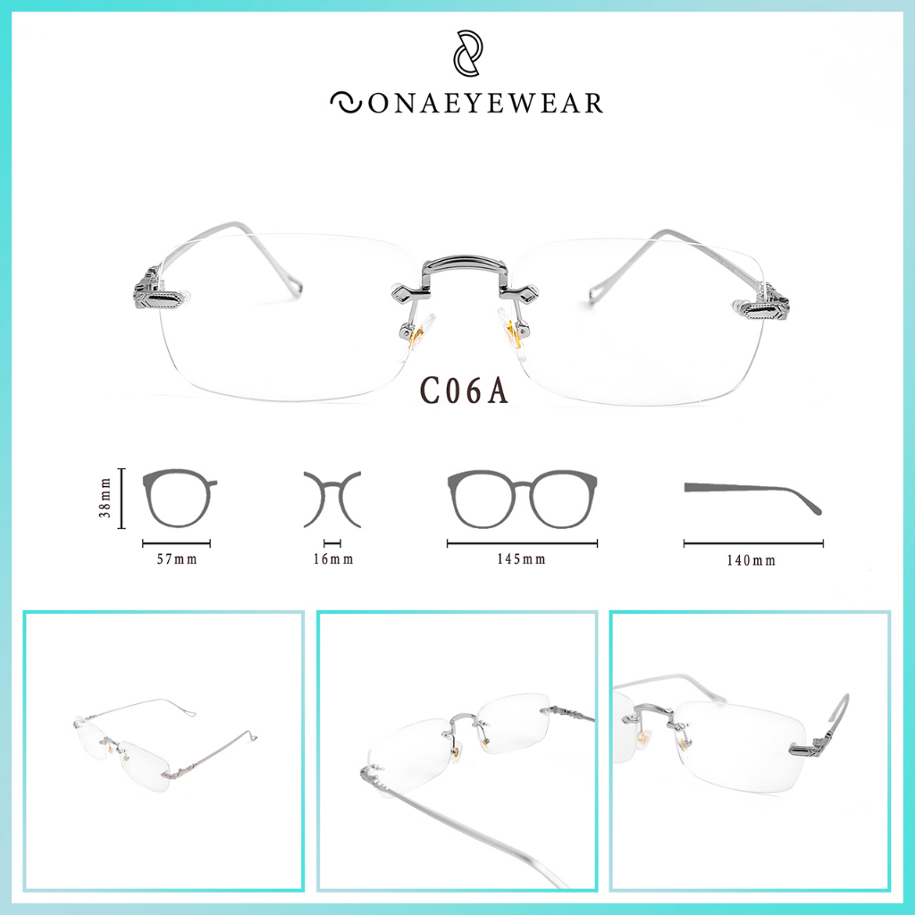 Gọng Kính Cận không viền nam nữ Sona Eyewear - chất liệu kim loại cao cấp - C06