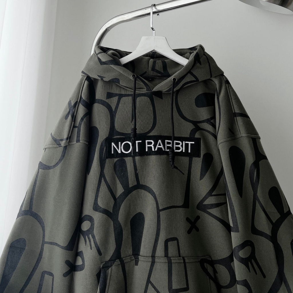 Áo hooodie not rabbit in hình form rộng unisex nam nữ phong cách cá tính, năng động, áo nỉ có mũ mùa đông boy phố chất