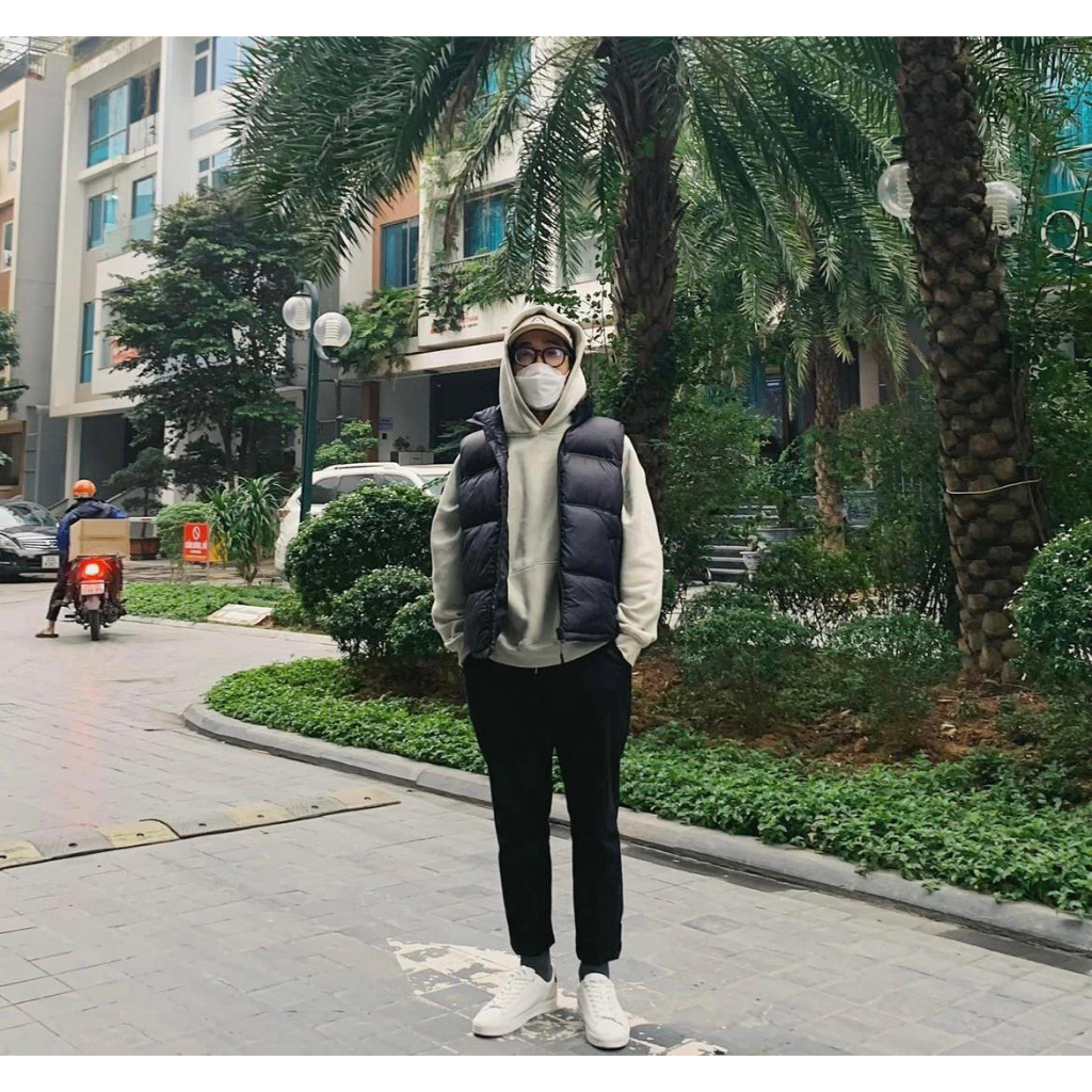 Áo gile phao nam đen