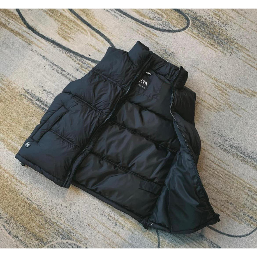 Áo gile phao nam đen