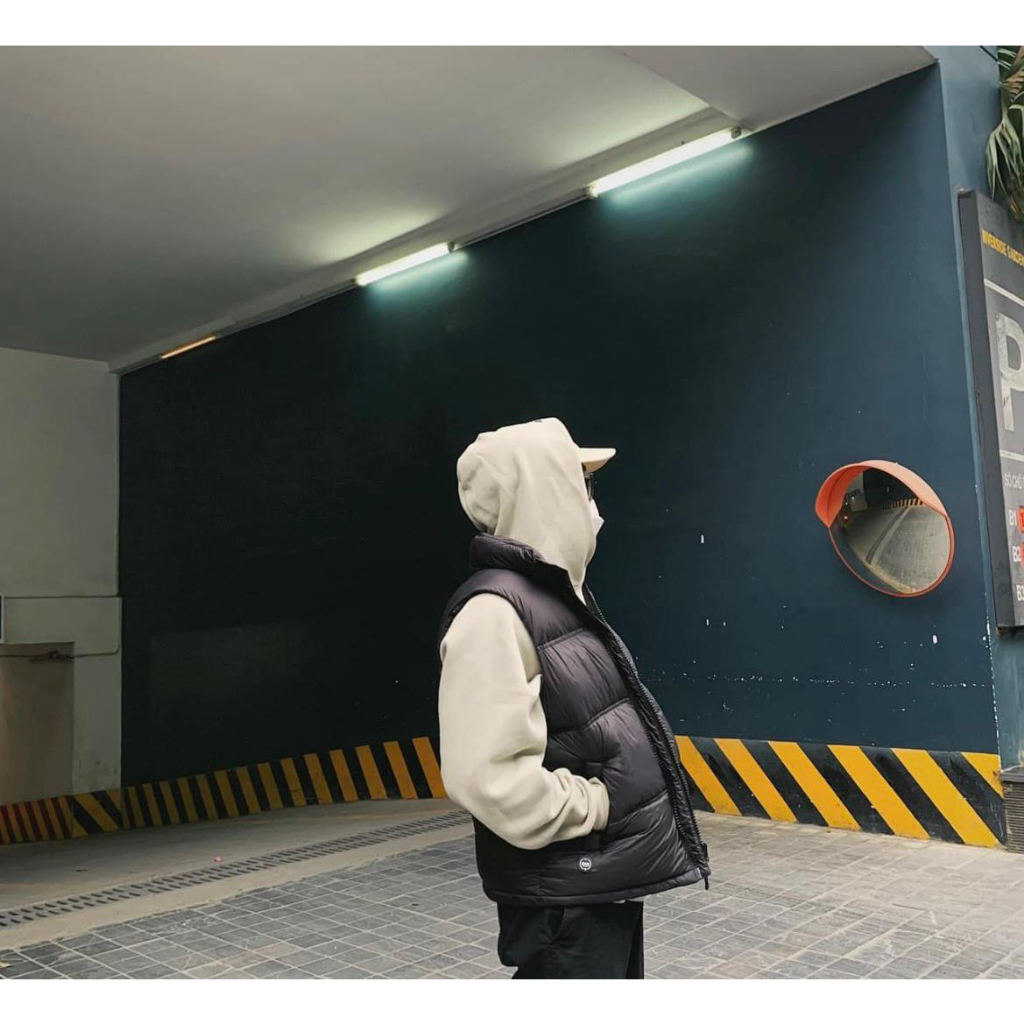 Áo gile phao nam đen