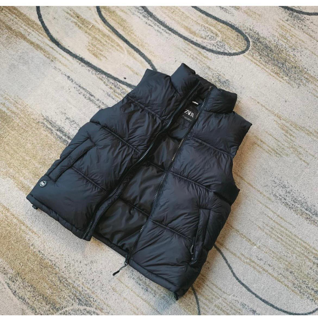 Áo gile phao nam đen