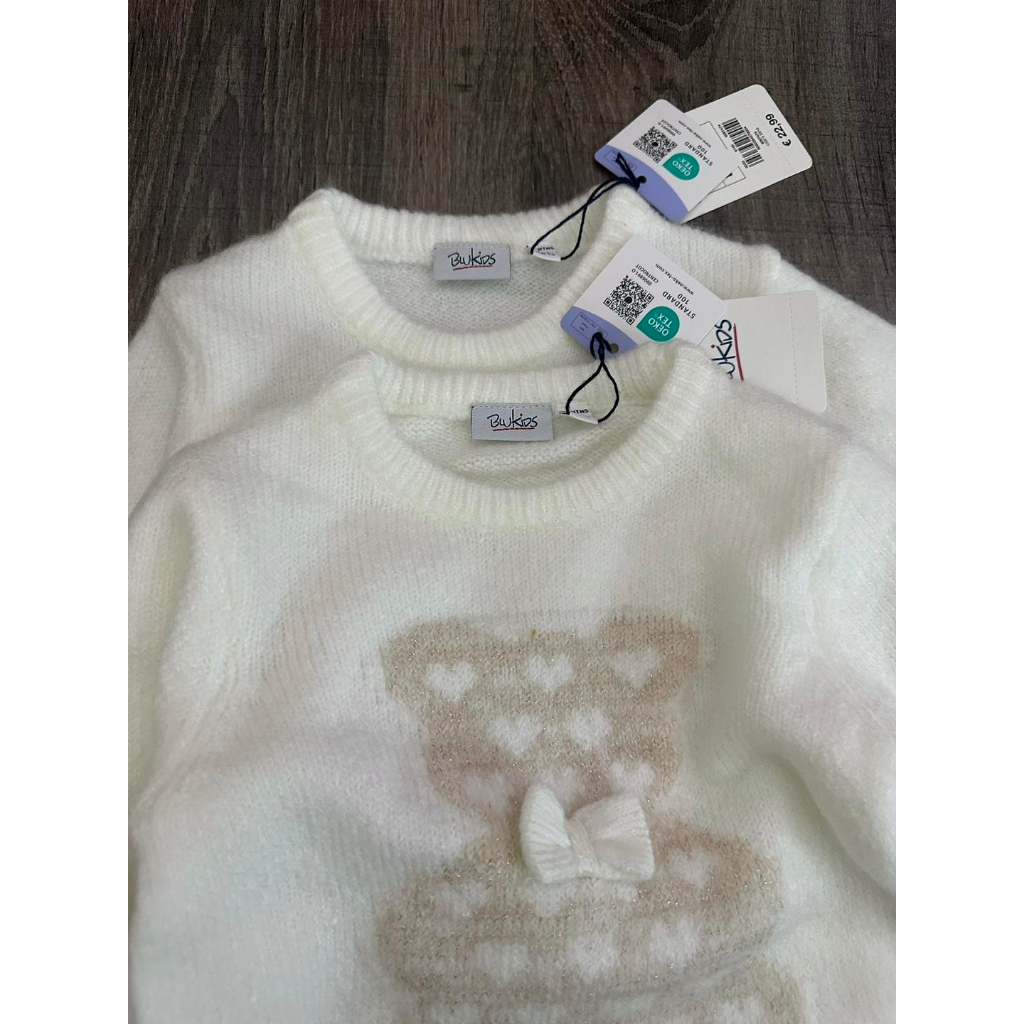 Váy len gấu trắng bé gái