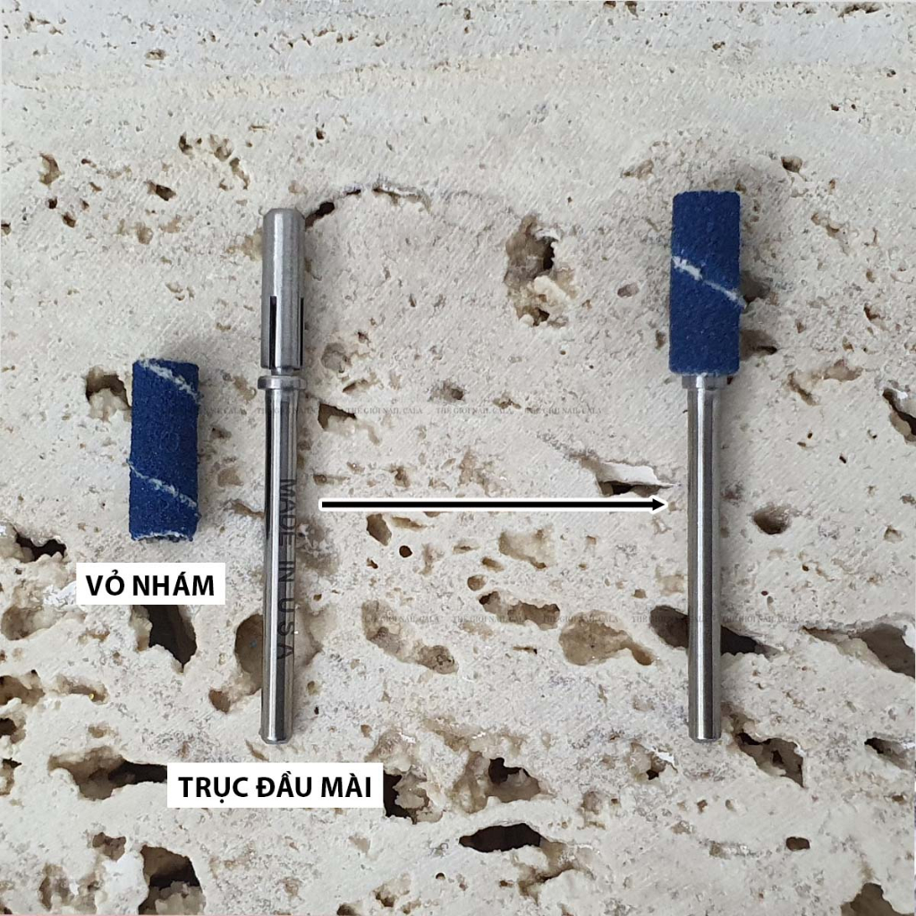 Đầu mài nhám mini USA + vỏ nhám mài móng USA cao cấp, mài sần + mài mịn móng siêu êm