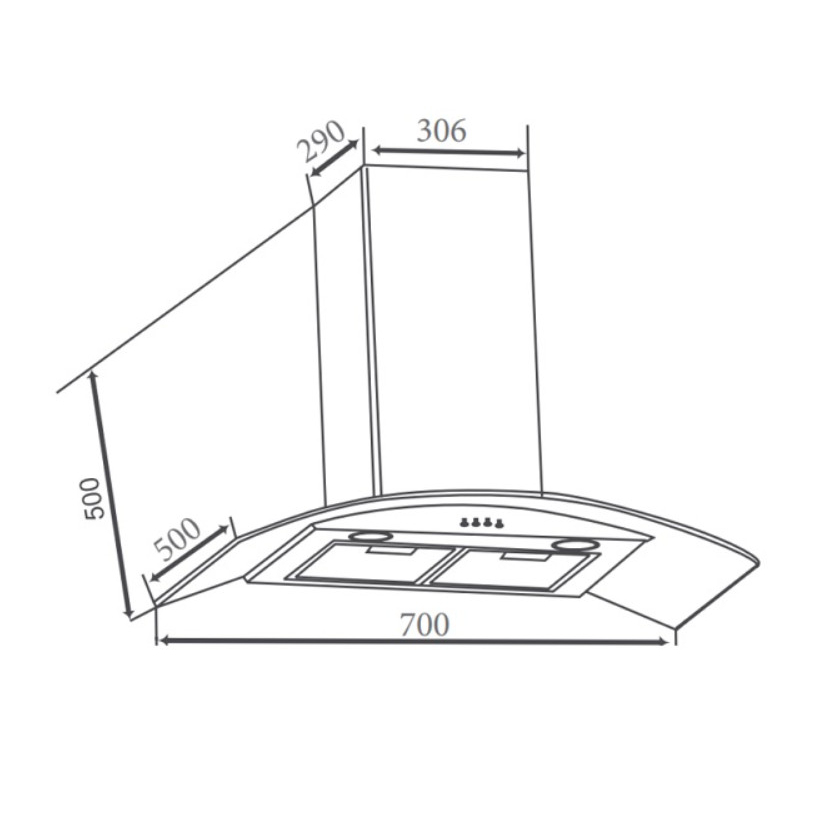 Máy hút mùi Canzy CZ SB07E Hút mùi kính cong công suất lớn, êm. máy hút khói nhà bếp. máy hút mùi nhà bếp chính hãng
