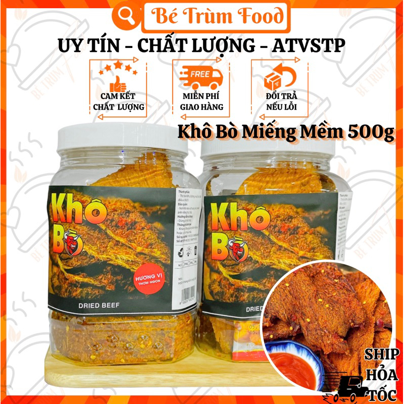 Khô Bò Miếng Mềm Đặc Biệt 500gr 𝐅𝐫𝐞𝐞𝐒𝐡𝐢𝐩 (Hình Thật 100%) Bé Trùm Food