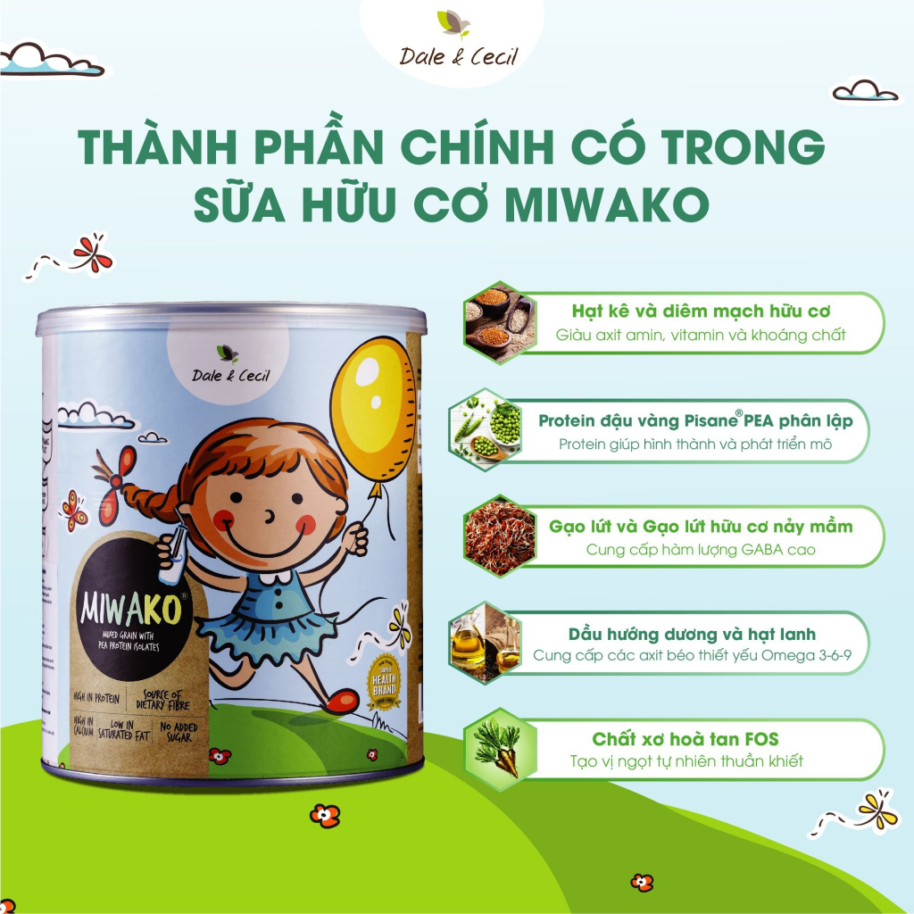 Sữa công thức thực vật hữu cơ Miwako vị gạo hộp 400g x 1 hộp - Miwako Việt Nam