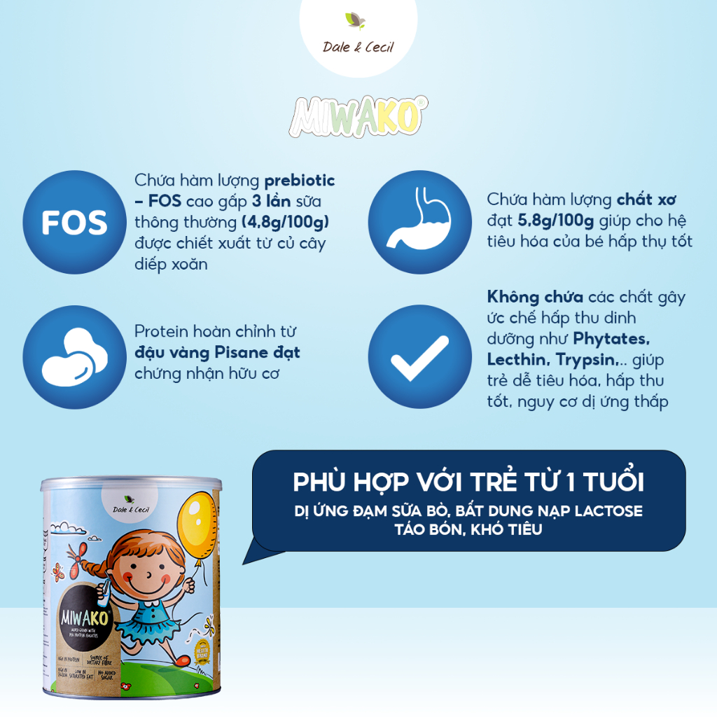 Sữa Công Thức Hạt Thực Vật Hữu Cơ Miwako Vị Gạo Gói 30g - Miwako Việt Nam