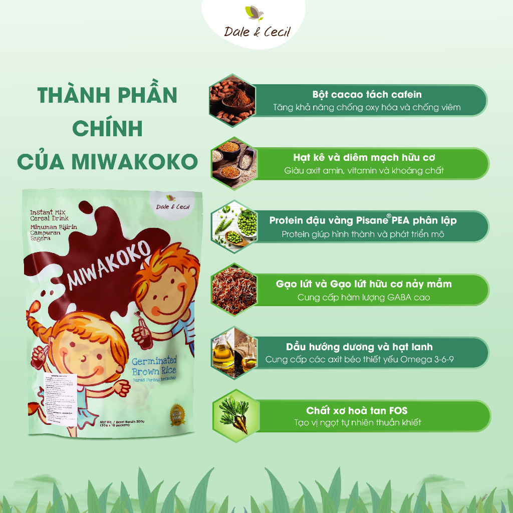 Sữa Công Thức Hạt Thực Vật Hữu Cơ Miwakoko Vị Cacao Túi 300g x 1 Túi - Miwako Official Store