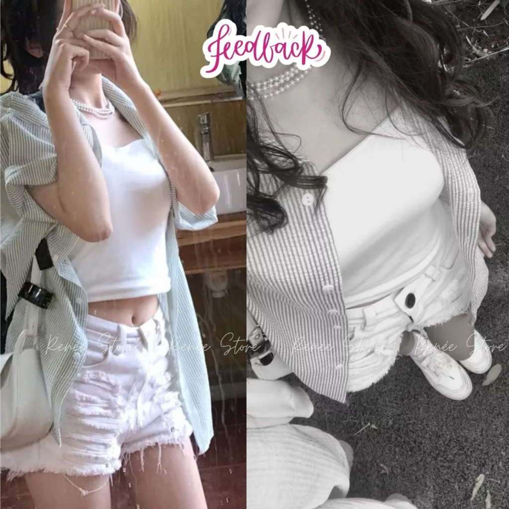 Áo 2 dây bản to, áo croptop có mút ngực chất cotton bozip ôm body - CT1