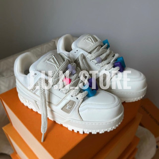 Giày lv trainer maxi trắng kem white cream da cao cấp lai au dành cho nam nữ
