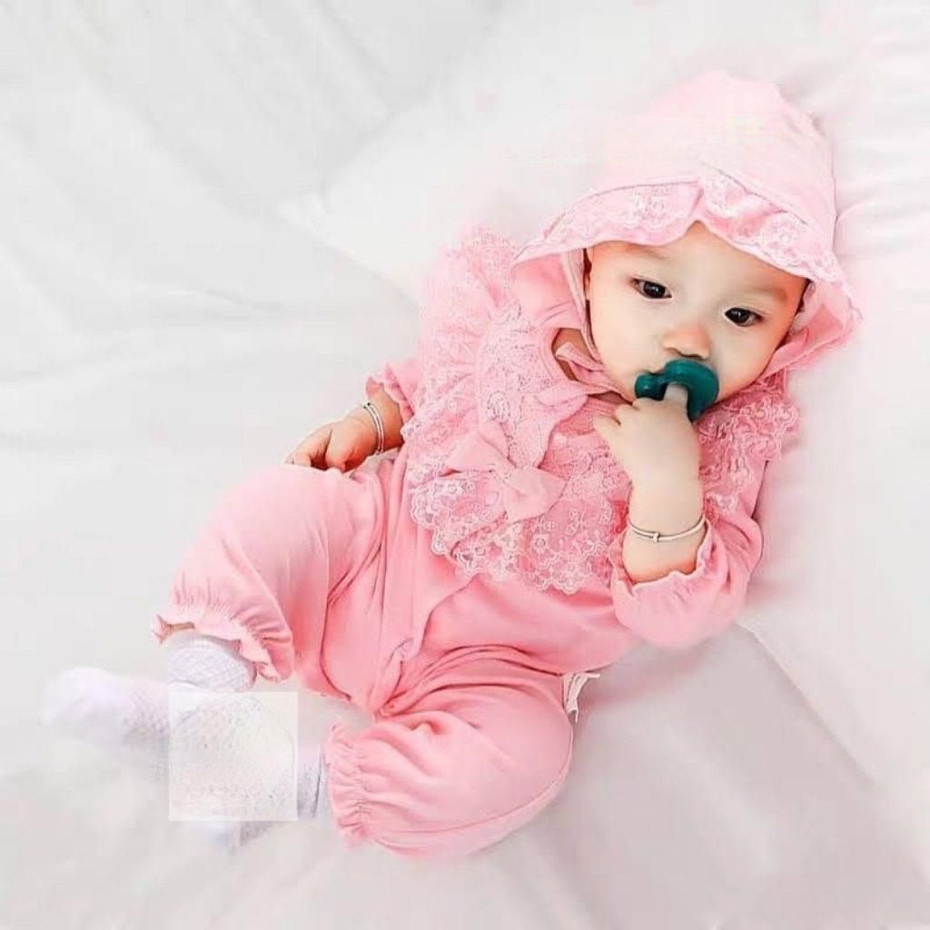 Sét body ren nơ 2 màu hồng và trắng kèm mũ cho bé SHOP MẸ BÔNG
