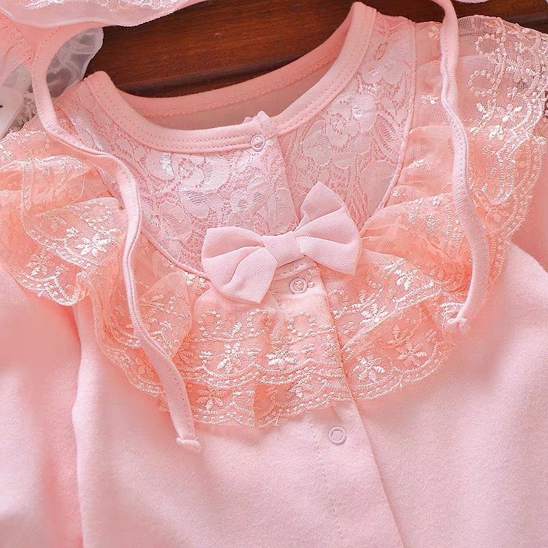 Sét body ren nơ 2 màu hồng và trắng kèm mũ cho bé SHOP MẸ BÔNG