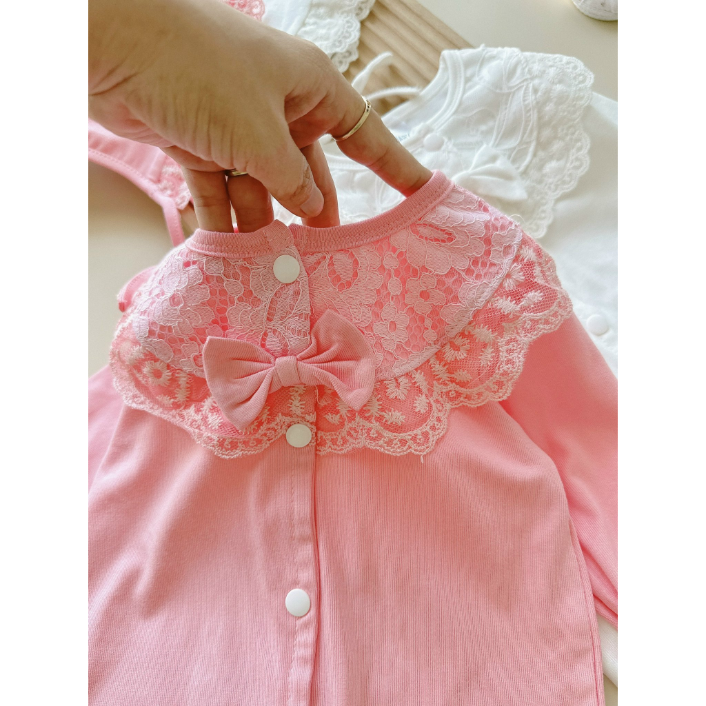 Sét body ren nơ 2 màu hồng và trắng kèm mũ cho bé SHOP MẸ BÔNG