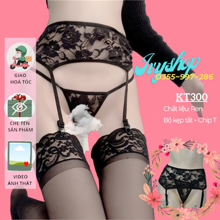 Kẹp tất ren kèm quần lọt khe _ Kt+300 Sản phẩm gồm kẹp tát và chip T, Chưa kèm tất đùi