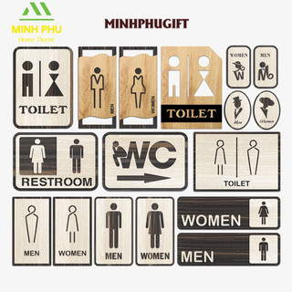 12 Mẫu bảng gỗ toilet, bảng wc gỗ decor trang trí dán cửa phòng vệ sinh