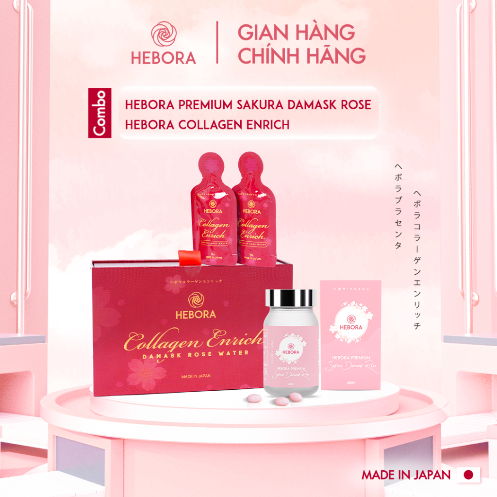 Combo Hebora Collagen Enrich và viên uống tỏa hương Hebora Premium Sakura chính hãng